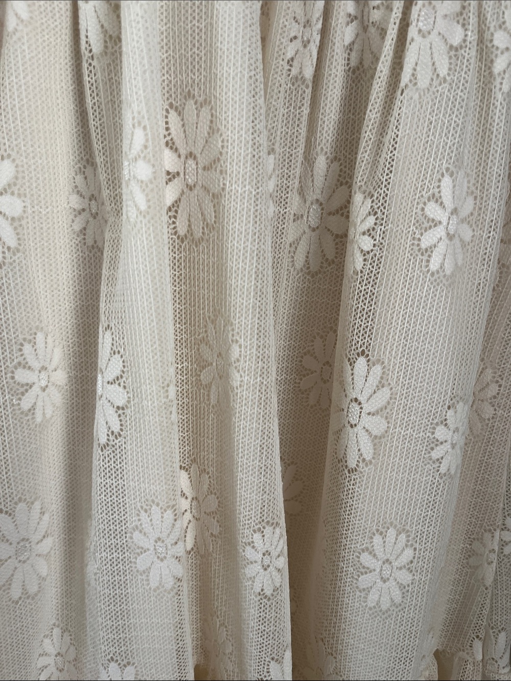 Cream Floral Eyelet Mini Dress with Ruffled Sleeves - Picture 3 of 4